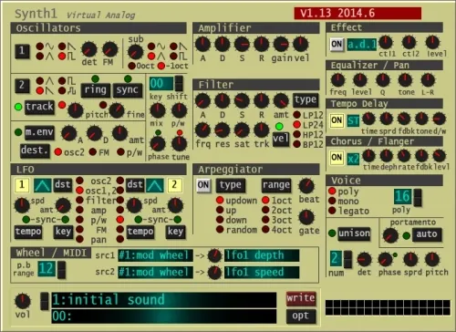 SYNTH 1 interface